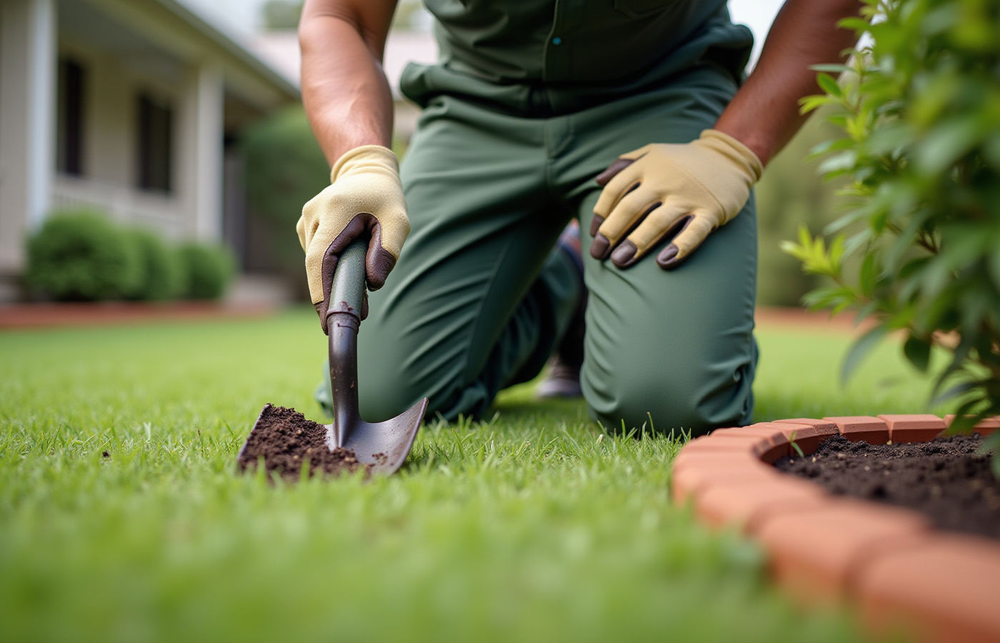 Planting and bed work at an Orange County property